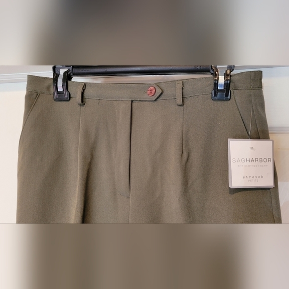 NWT $36 Women's Bayleaf Green Sag Harbor Petite Stretch Pants Size 10P New Tags! - Picture 2 of 10